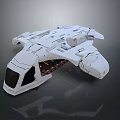 Futuristic White Spacecraft With Sleek Mechanical Structure And Orange Engine Lights 3d model