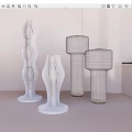Modern Floor Lamps with Wavy and Geometric Wire Structures in Minimalist Interior 3d model