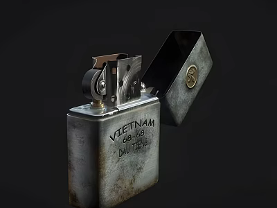 Vintage Metal Lighter With Open Lid Engraved Vietnam 1968 Jim Taylor Daily Use Collectible 3d model