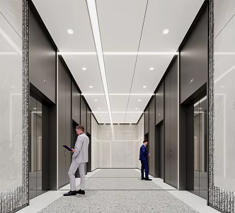 modern elevator hall elevator car 3d model