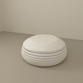 Modern White Round Coffee Table With Striped Design For Minimalist Living Room