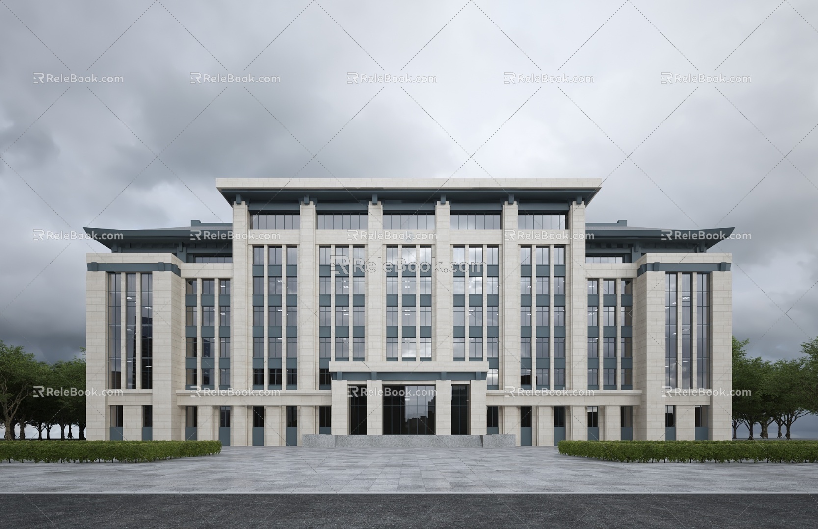 modern office building multi-storey office building 3d model