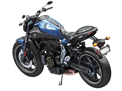 Blue and Black Modern Street Motorcycle With Sleek Design And Leather Seat 3d model
