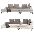 Gray And Beige Sectional Sofas With Decorative Pillows And Plaid Blanket 3d model