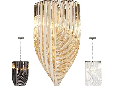 Modern Luxury Chandelier With Spiral Design Gold Black White Illuminated Hanging Light Fixture 3d model