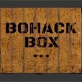 Vintage Orange Wooden Storage Box Featuring BONACK BOX Lettering Metal Clasps And Red Straps