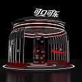 Coca Cola Themed Art Installation With Circular Structure Red And Black Elements Modern Lighting Design 3d model