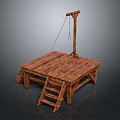 Sturdy Wooden Platform Equipment With Ladder Hanging Rope And Support Pole