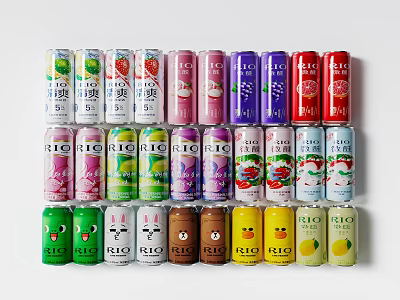 Assorted Colorful Canned Beverages With Multiple Flavors Including Strawberry Grape And Lemon 3d model