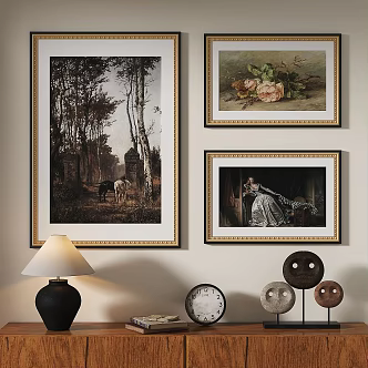 French retro European classical oil painting modern abstract decorative painting 3d model