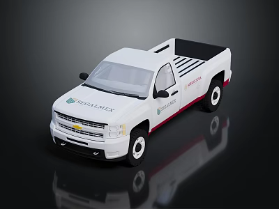 White Coastlands Service Pickup Truck With Flatbed Design And Green Logo 3d model
