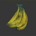 Bunch Of Ripe Yellow Bananas With Brown Spots On Black Reflective Background