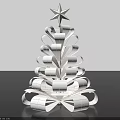 White Tree Shaped Art Installation With Glittery Layered Structure And Star Top 3d model