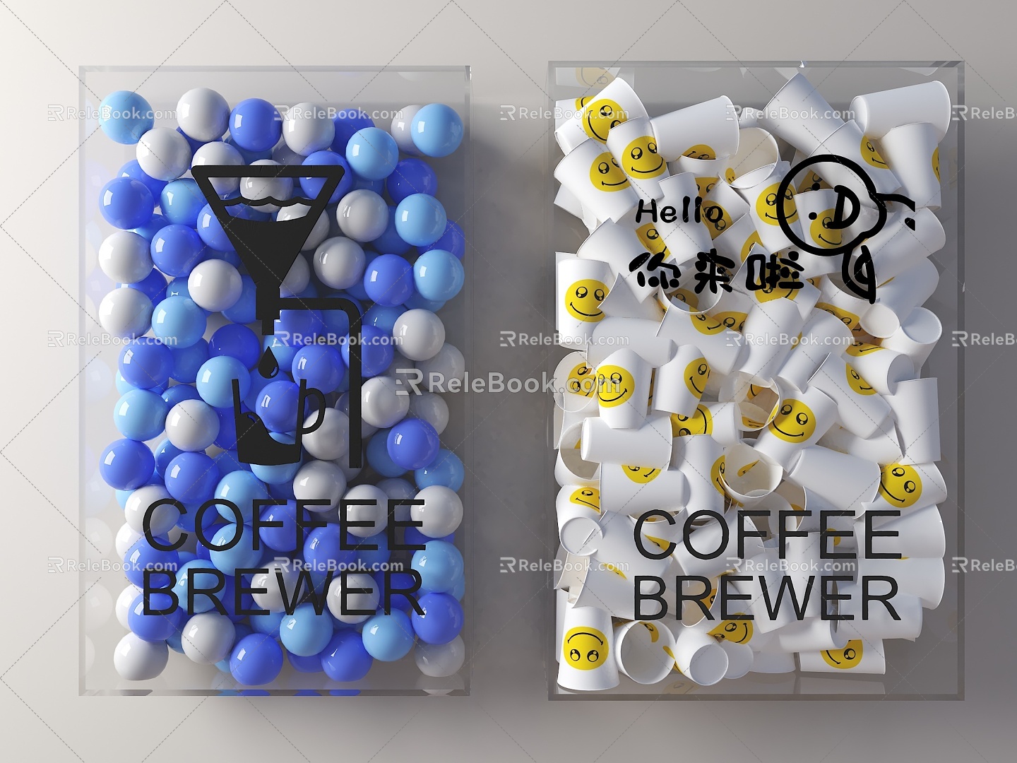 Modern Paper Cup Light Box Internet Celebrity Light Box Decorative Light Box Acrylic Light Box Shop Call Light Box Acrylic Shop Call Light Box for Coffee Shop 3d model