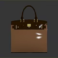 Brown Leather Handbag With Golden Hardware And Top Handle Design
