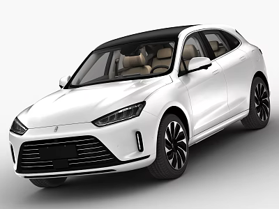 White SUV Car With Modern Exterior Design And Black Roof 3d model