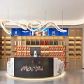 Modern Tobacco And Liquor Store Interior With Display Shelves And Checkout Counter