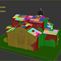 Historic Architectural Model With Red Tiled Roofs Stone Walls And Cross Tower