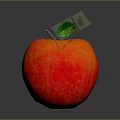 Fresh Juicy Red Apple With Green Leaf And Brown Stem