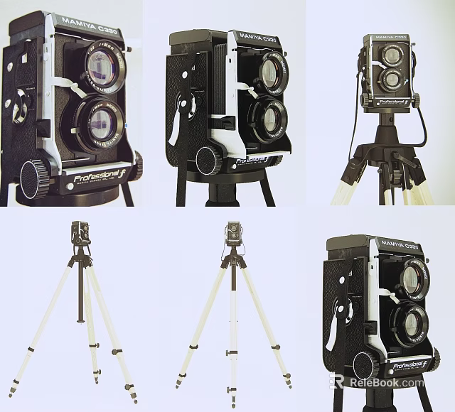 Vintage Polaroid Digital Cameras With Tripods And Multiple Angles 3d model 