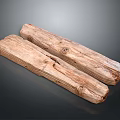 Two Natural Solid Wooden Logs With Visible Grain Texture As Decorative Material Pieces