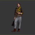 Stylish Winter Apparel And Accessories With Plaid Coat Yellow Scarf And Red Boots