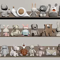 Cute Plush Stuffed Toys With Various Animal Designs Displayed On Shelves