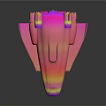 Futuristic Iridescent Sci Fi Vehicle With Pink Purple Orange Gradient And Sleek Metallic Design