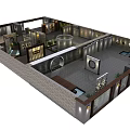 Modern Specialty Store Interior Design With Display Areas Lighting And Decorative Elements 3d model