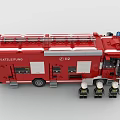 Red Building Blocks Fire Truck Model With Firefighter Figures And Detailed Design