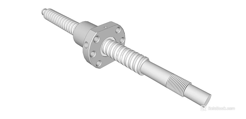 Industrial Ball Screw With Threaded Shaft And Flange Connection Mechanical Component 3d model 