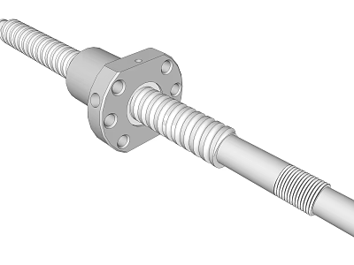 Industrial Ball Screw With Threaded Shaft And Flange Connection Mechanical Component 3d model