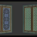 Traditional Chinese Wooden Lattice Windows With Intricate Carved Patterns And Frames