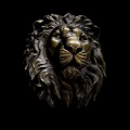 Detailed Bronze Lion Head Sculpture with Intricate Mane Carving and Artistic Design