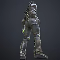 Man In Futuristic Armor With Glowing Green Accents And Sci Fi Design