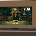 Large Screen TV With Surround Sound Speakers In Modern Living Room Setup