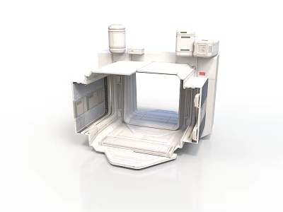Futuristic Cabin Module Interior With Hatch Control Panel And Ventilation Unit 3d model