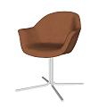 Modern Brown Leather Office Chair With Armrests And White Metal Base