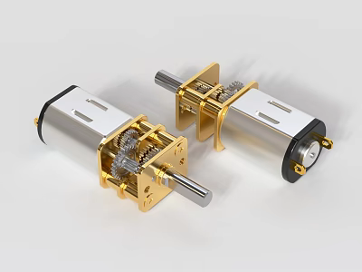Mini Engine Mechanical Structure With Metal Gears Shaft And Silver Gold Components 3d model