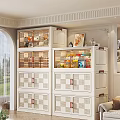 White Storage Cabinets With Glass Doors And Multiple Shelves For Home Interior