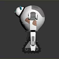 Cute Robot Character With Panda Face Mechanical Arms Tracked Legs And Round Body Design