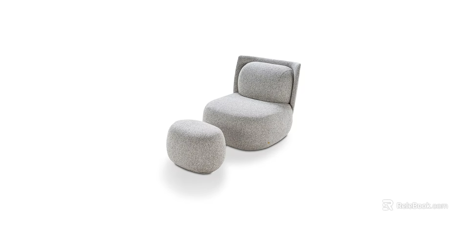Modern Single Sofa With Soft Fabric Ottoman And Comfortable Light Gray Design 3d model 