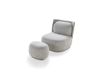 Modern Single Sofa With Soft Fabric Ottoman And Comfortable Light Gray Design 3d model