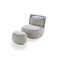 Modern Single Sofa With Soft Fabric Ottoman And Comfortable Light Gray Design
