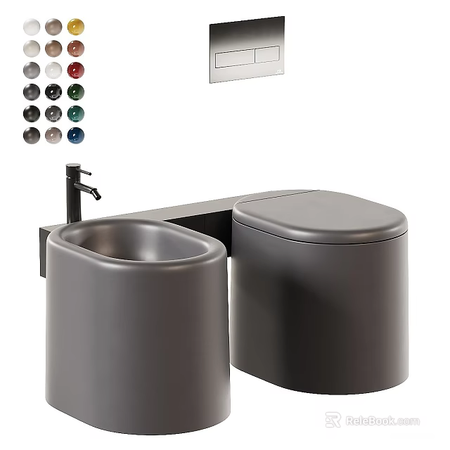 Modern Gray Toilet With Integrated Sink And Faucet Various Color Options 3d model 