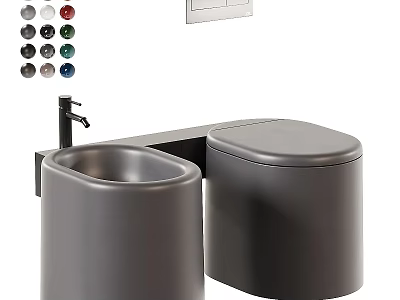 Modern Gray Toilet With Integrated Sink And Faucet Various Color Options 3d model