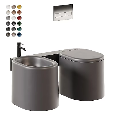 Modern Gray Toilet With Integrated Sink And Faucet Various Color Options 3d model