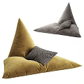 Comfortable Triangular Lazy Sofa in Light Gray and Dark Blue with Decorative Cushions