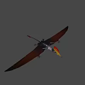 Pterosaur Flying With Colorful Crest And Extended Wings In Sky