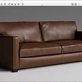 Brown Leather Two Seater Sofa with Classic Design and Sturdy Wooden Legs